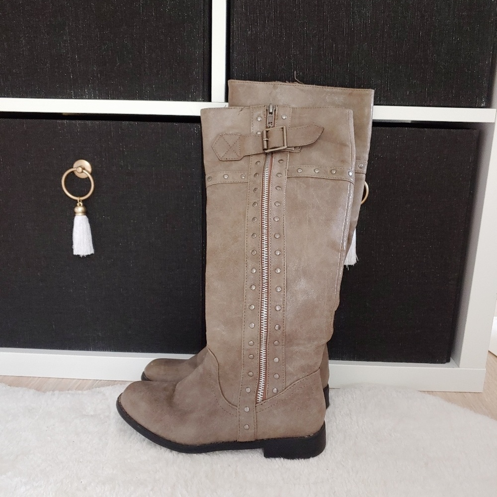 Just Fab tall gray studded boots